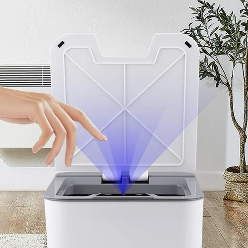 Vista 5 de Bote de basura inteligente para el hogar, cubo de basura simple y automático de inducción con tapa, 3.6 galones, cubo de basura escalonado