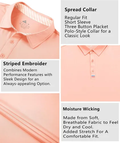 Vista 13 de V VALANCH Polo de golf de manga corta para hombre, estilo casual, con cuello que absorbe la humedad