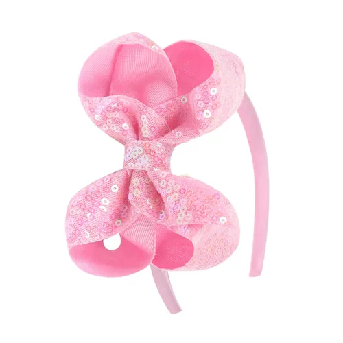 Vista 13 de Diademas con lazo para el pelo con lentejuelas brillantes, lazos de cinta para niñas, niños y mujeres (negro)