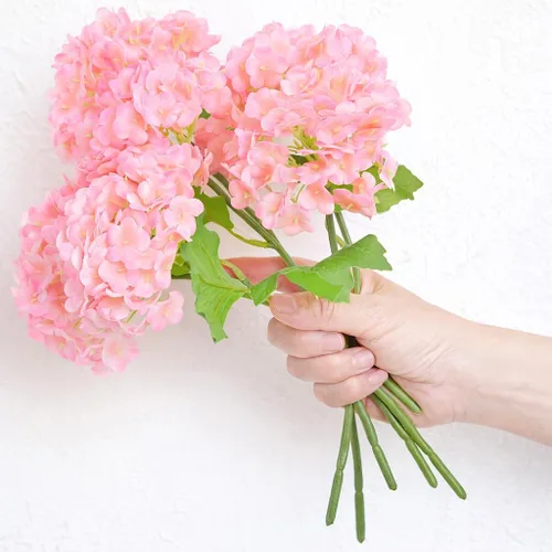 Vista 6 de FiveSeasonStuff 6 Real Touch Hydrangea Artificial Flowers, Blush Pink