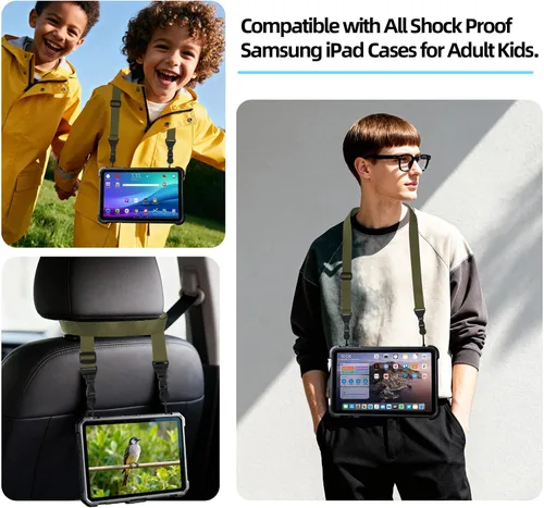 Vista 5 de Correa de hombro ajustable Gowjaw: Correa de nylon cómoda para iPad/Samsung Tablet con lanyard para el cuello, funda para iPad/cámara/binoculares
