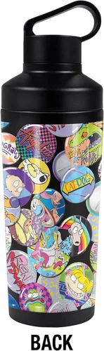 Vista 2 de Nickelodeon 90'S OFFICIAL Nick 90'S Buttons - Botella de agua aislada de 18 onzas, resistente a fugas, de acero inoxidable aislado al vacío con tapa