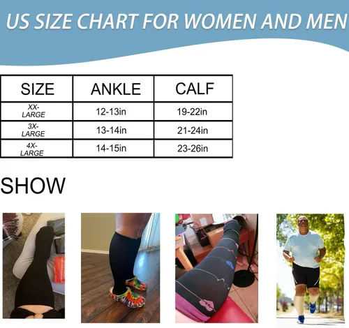 Vista 2 de SIOAUIRT Calcetines de compresión de talla grande para mujeres y hombres de 20 a 30 mmHg, medias de pantorrilla ancha, el mejor apoyo
