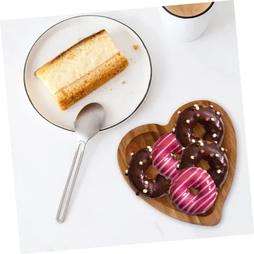 Vista 7 de Hemoton Elegante bandeja de madera con diseño de corazón para servir platos reutilizables para pan de dulces de frutas para decoración de cocina