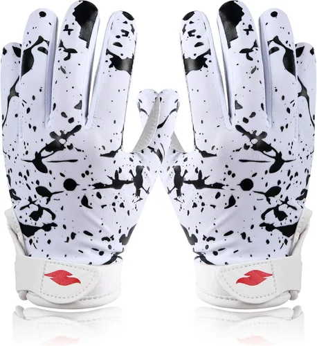 Vista 2 de Guantes de fútbol para niños, guantes de receptor ancho de silicona con agarre mejorado para jóvenes