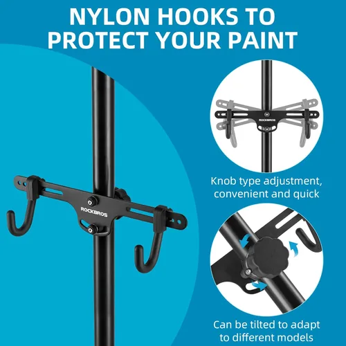 Vista 3 de ROCKBROS 2 soportes de almacenamiento de bicicletas para interiores, ajustable, para pared, vertical, 68.11-110.2 pulgadas, para carretera, MTB e