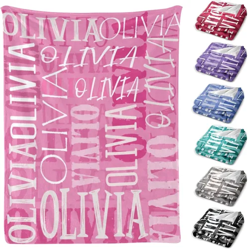Vista 14 de Dr.TOUGH Manta personalizada con nombres, mantas personalizadas para adultos y niños, manta personalizada, regalos para Navidad y cumpleaños Color-01