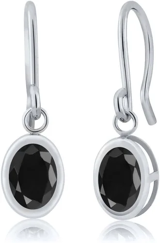 Vista 141 de Gem Stone King Aretes colgantes de plata de ley 925 de 0.276 x 0.197 in con piedra natal ovalada de alambre francés para mujer