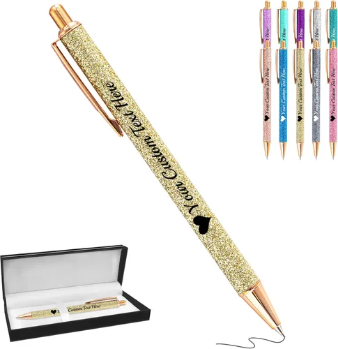 Vista 112 de Bolígrafos de purpurina personalizados con nombre impreso, bolígrafo personalizado con barril de metal, retráctil, bonito y elegante, regalos