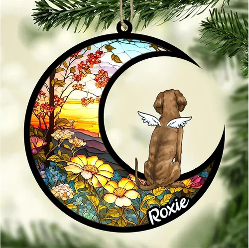 Vista 254 de LOVELYPOD Adorno de Navidad personalizado para perro Basset Hound (marrón) Basset Hound (marrón) adorno para atrapasoles de perro, razas de perros