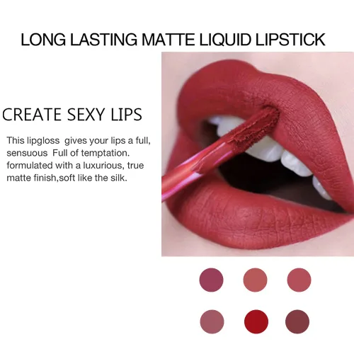 Vista 10 de Juego de maquillaje líquido de lápiz labial mate, 6 piezas de larga duración, antiadherentes, no se decolora, kit de brillo de labios de terciopelo