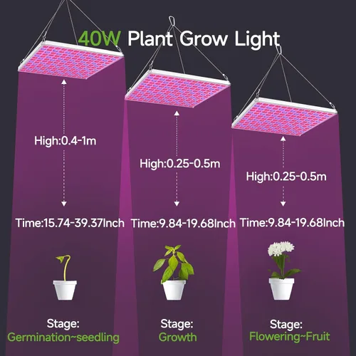 Vista 3 de Luz LED de crecimiento, luz de crecimiento para plantas de interior, luz de espectro completo para plantas de semillero, hidropónico, invernadero