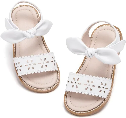 Vista 10 de GINFIVE Sandalias planas para niñas pequeñas, zapatos de vestir con punta Gf361-marrón