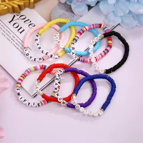 Vista 4 de YDJIA 5 pulseras Taylor Swiftie Joyería para la Eras Music Amistad Pulseras Amante Rojo Speak Now Fearless Swiftie Album Jewelry Eras Tour