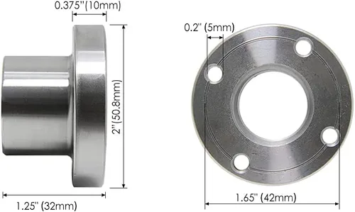Vista 6 de Mandriles de 2" para torno de madera con placa frontal de acero, accesorios de carpintería con rosca de 1"-8TPI