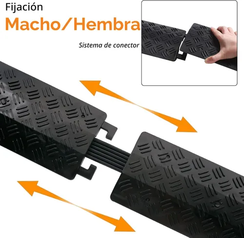 Vista 6 de Pequeña 1 Pieza - Cubierta de Cable de Piso Protector de Cable Drop Over Drop Trak Rampa para Almacén de Oficina - Negro
