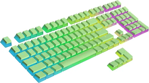 Vista 19 de Ranked Teclas Pudding PBT 112 Juego de teclas de doble disparo translúcidas ANSI EE. UU. e ISO Perfil OEM para teclado mecánico RGB de juego