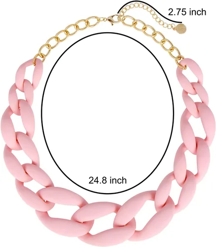 Vista 7 de Coiris Collar de gargantilla de cadena acrílica gruesa para mujer, collar de cadena de resina acrílica
