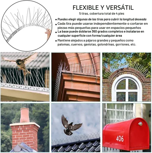 Vista 7 de REMIAWY - Púas para palomas y pájaros pequeños, púas disuasorias para exteriores para mantener alejadas a las ardillas y gatos, alambre de acero
