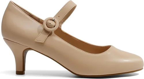 Vista 2 de DREAM PAIRS Zapatos de vestir Mary Jane para mujer, tacones bajos para gatito, punta redonda cerrada, zapatos cómodos para boda, baile, oficina