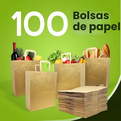 Vista 2 de Reli. Bolsas de papel con asas Paquete de 100 unidades a granel