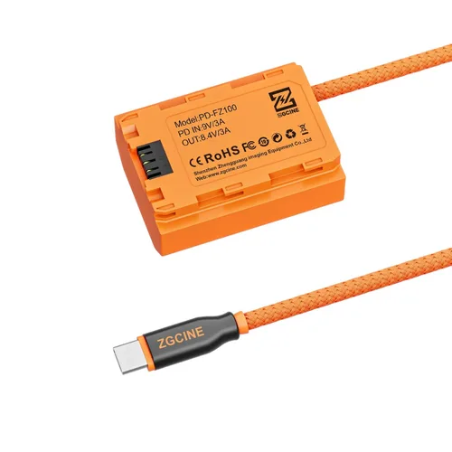 Vista 3 de ZGCINE Cable de batería ficticia USB-C PD a FZ-100, cable trenzado