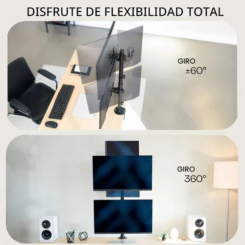 Vista 9 de Montaje vertical para escritorio de computadora VIVO, para 2 pantallas de hasta 27" (STAND-V002R)