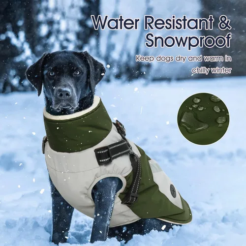 Vista 5 de IECOii Abrigos para perros pequeños, arnés de invierno con cremallera, color verde, talla XS, cálido abrigo de invierno para perros pequeños