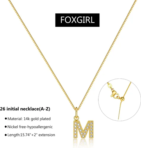 Vista 5 de Foxigrl - Collar de oro delicado con inicial para mujer, collar de letras doradas de moda con dije pequeño de la A a la Z, lindo collar simple