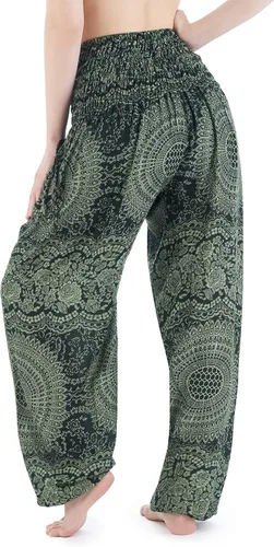 Vista 2 de Lannaclothesdesign Pantalones de harén para mujer, cintura alta, pantalones de yoga bohemios con bolsillos, ropa hippie bohemia