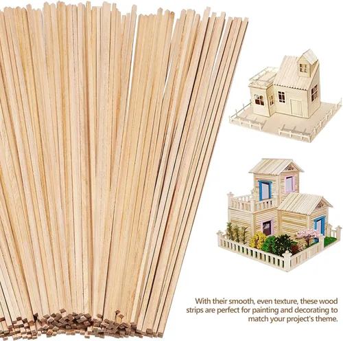 Vista 2 de EXCEART Varillas de madera, 100 varillas redondas de bambú sin terminar, agitadores de cóctel, varillas finas de madera dura de 11.7 pulgadas