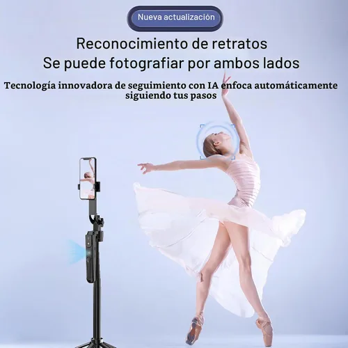 Vista 3 de Trípode extensible de seguimiento facial automático, trípode giratorio de 360°, palos selfie de 70 pulgadas, control de movimiento automático
