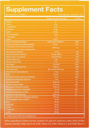 Vista 3 de Vivioptal Multi, 30 cápsulas blandas, multivitamínico y multimineral, sin gluten, fórmula alemana