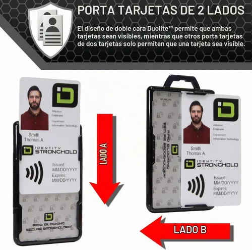 Vista 3 de Combo de soporte de identificación seguro Duolite y cordón con carrete de insignia IDSH (negro/negro con carrete)