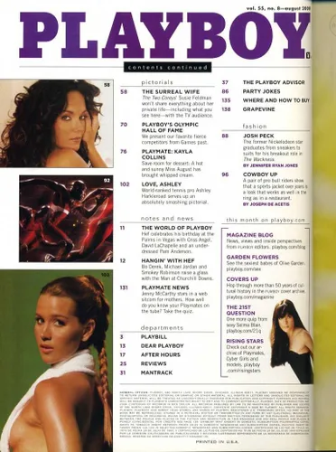 Vista 3 de Playboy, August 2008 (Ashley Harkleroad) (Naked Susie Feldman Selma Blair US Tennis Pro Reveals All)
