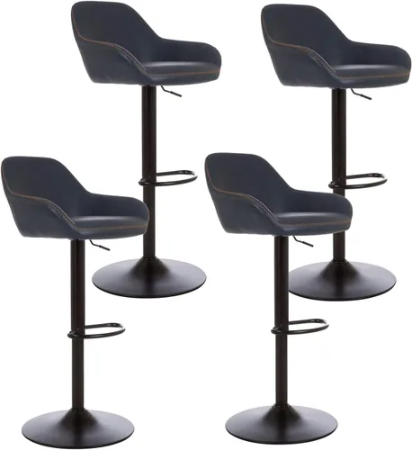 Vista 26 de Glitzhome Taburete de bar giratorio, taburetes de bar ajustables con soporte trasero y reposapiés, silla de bar tapizada de piel sintética