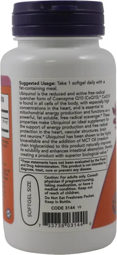 Vista 3 de NOW Foods Ubiquinol - 200 mg - 60 cápsulas blandas