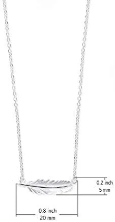 Vista 5 de Boma Collar de plumas de plata de ley, 16 pulgadas