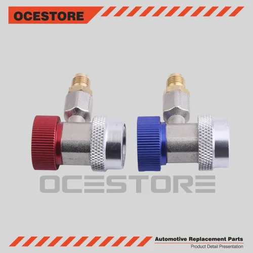 Vista 5 de OCESTORE Ajustable para conector de acoplador rápido R134A, kit de conversión de manguera de manómetro de freón SAE HVAC de 1/4 pulgadas SAE HVAC