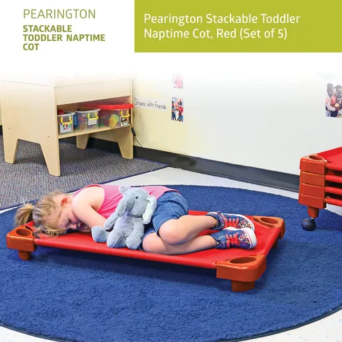 Vista 2 de Pearington Cuna apilable para niños pequeños, color rojo (juego de 5)