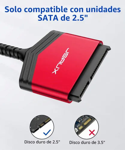 Vista 2 de JSAUX Cable adaptador SATA a USB para cable de nailon SSD/HDD de 2,5 pulgadas, color rojo