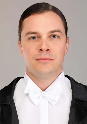 Vista 3 de Butler Outfit For Men Costume Black Tailcoat Jacket With Attached Vest Panels, Shirt Front, Bow Tie And Pants