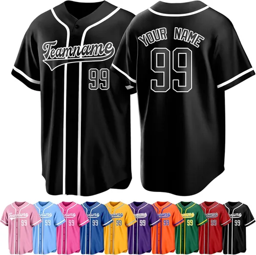 Vista 13 de Custom Baseball Jersey Personalized Short Sleeve Team Sport Uniform Baseball Shirt for Men Women Youth Boy
