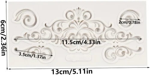 Vista 2 de Molde barroco para fondant, molde de silicona con borde de encaje Decoración de pastel Chocolate Cupcake Topper Candy Sugar Craft Polímero Arcilla