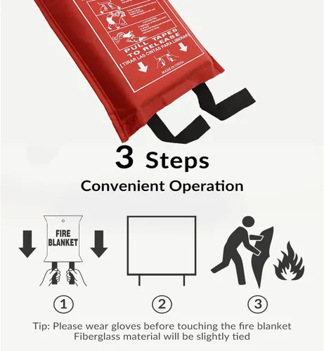 Vista 4 de Manta de emergencia para cocina con revestimiento de silicona. Manta ignífuga para el hogar para cocina, campamento, oficina, barbacoa, soldadura