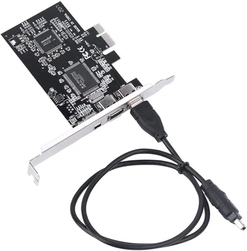 Vista 2 de Tarjeta controladora PCI E PCI Express FireWire 1394a IEEE 1394 con cable Firewire 800Mbps Tarjeta de captura de imagen