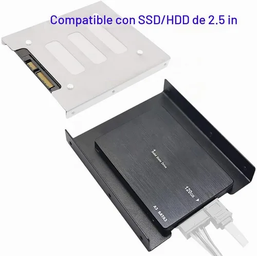 Vista 3 de Soporte de disco duro SSD 2.5 a 3.5 Soporte de montaje Adaptador de disco duro (paquete de 2) (negro)