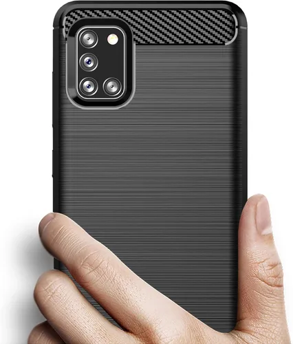Vista 3 de Osophter Para Galaxy A31 Caso Absorción de Golpes Flexible TPU Caucho Protector Cubierta de Teléfono Celular para Samsung Galaxy A31 (negro)