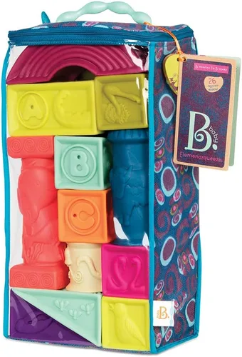 Vista 5 de B. toys Elemenosqueeze - Bloques para bebé, 26 bloques de construcción