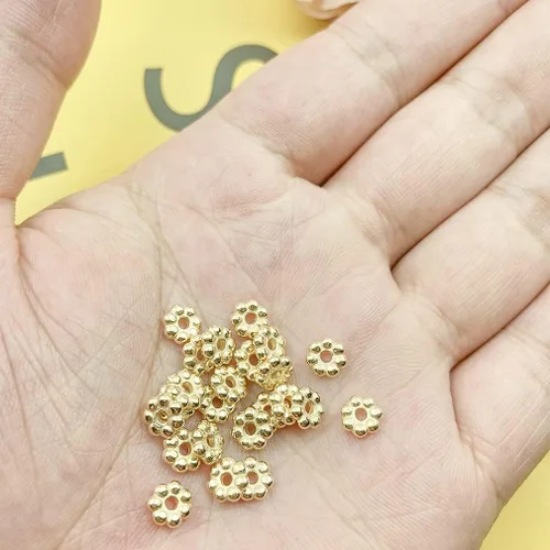 Vista 3 de 1200 cuentas septales en forma de flor, estilo tibetano, espaciadores CCB, cuentas espaciadoras de disco, cuentas sueltas para pulseras, collares